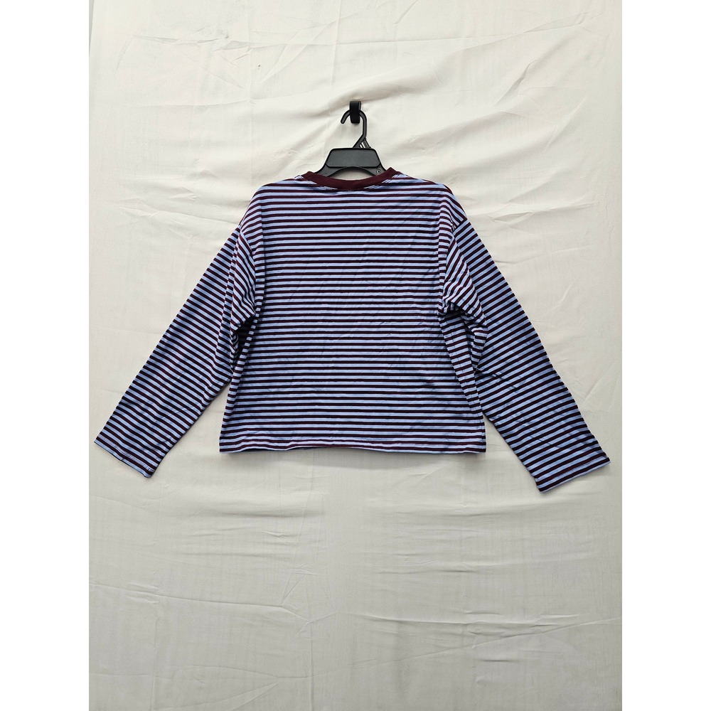 Wild Fable Womens Striped Pullover Top Blue Cotton Blend Casual Size Small - Picture 2 of 7